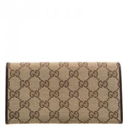 Gucci Beige GG Canvas Bi Fold Long Wallet