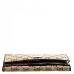 Gucci Beige GG Canvas Bi Fold Long Wallet