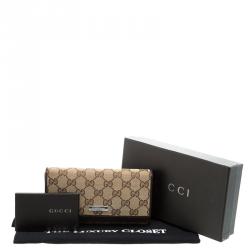 Gucci Beige GG Canvas Bi Fold Long Wallet