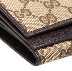 Gucci Beige GG Canvas Bi Fold Long Wallet