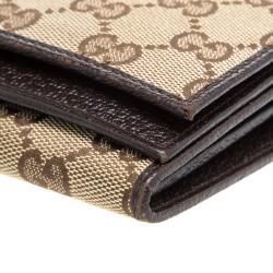 Gucci Beige GG Canvas Bi Fold Long Wallet