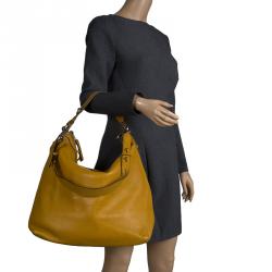 Pre Owned حقيبة غوتشي ايكون بيت كبيرة جلد صفراء