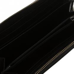 Pre Owned محفظة غوتشي سحاب ملتف سوهو جلد سوداء