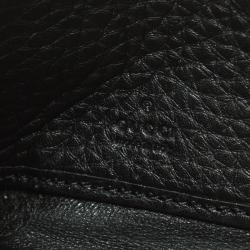 Pre Owned محفظة غوتشي سحاب ملتف سوهو جلد سوداء