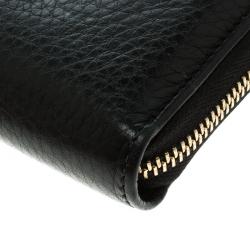 Pre Owned محفظة غوتشي سحاب ملتف سوهو جلد سوداء