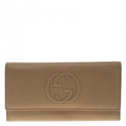 مملوكة مسبقًا Gucci Beige Leather Soho Continental Flap Wallet