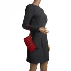 Gucci Red Guccissima Leather Interlocking G Wristlet Pouch