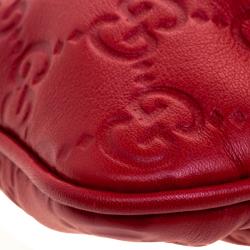 Gucci Red Guccissima Leather Interlocking G Wristlet Pouch