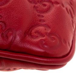 Gucci Red Guccissima Leather Interlocking G Wristlet Pouch