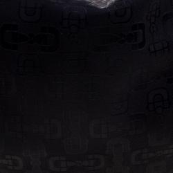 Pre Owned Gucci Black Horsebit Canvas Hobo