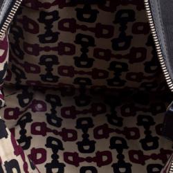 Pre Owned Gucci Black Horsebit Canvas Hobo