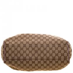 Pre Owned حقيبة يد غوتشي سوكي متوسطة كانفاس GG بنفسجية فاتحة/ بيج