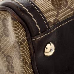 Pre Owned حقيبة غوتشي دوشيسا بوسطن متوسطة كانفاس كريستال GG بنية/ بيج