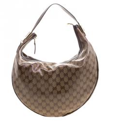 مملوكة مسبقًا Gucci Beige/Brown GG Crystal Canvas Duchessa Hobo