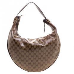 مملوكة مسبقًا Gucci Beige/Brown GG Crystal Canvas Duchessa Hobo