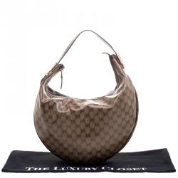 مملوكة مسبقًا Gucci Beige/Brown GG Crystal Canvas Duchessa Hobo