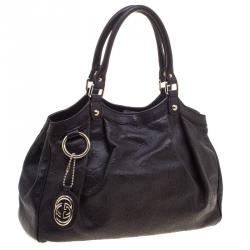 مملوكة مسبقًا حقيبة يد غوتشي سوكي متوسطة جلد غوتشيسيما عنابية داكنة