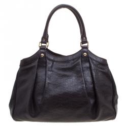 مملوكة مسبقًا حقيبة يد غوتشي سوكي متوسطة جلد غوتشيسيما عنابية داكنة