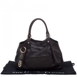 مملوكة مسبقًا حقيبة يد غوتشي سوكي متوسطة جلد غوتشيسيما عنابية داكنة