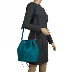 Pre Owned Gucci Turquoise Bright Diamante Leather Bucket Bag