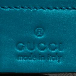 Pre Owned Gucci Turquoise Bright Diamante Leather Bucket Bag