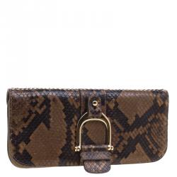 مملوكة مسبقًا حقيبة كلتش غوتشي غرينيتش جلد وثعبان بنية