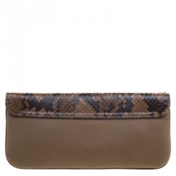 مملوكة مسبقًا حقيبة كلتش غوتشي غرينيتش جلد وثعبان بنية