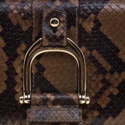 مملوكة مسبقًا حقيبة كلتش غوتشي غرينيتش جلد وثعبان بنية