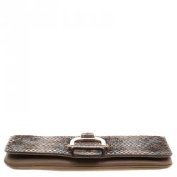 مملوكة مسبقًا حقيبة كلتش غوتشي غرينيتش جلد وثعبان بنية