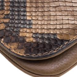 مملوكة مسبقًا حقيبة كلتش غوتشي غرينيتش جلد وثعبان بنية