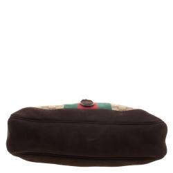 Pre Owned حقيبة غوتشي ويب جاكي ويب سويدي وكانفاس GG بنية