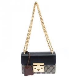 Pre Owned Gucci Multicolor GG Supreme Canvas and Leather Padlock Shoulder Bag