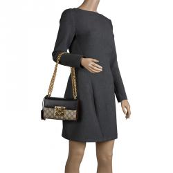 Pre Owned Gucci Multicolor GG Supreme Canvas and Leather Padlock Shoulder Bag