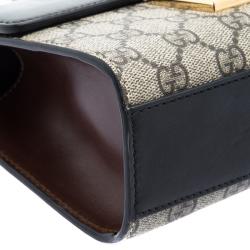 Pre Owned Gucci Multicolor GG Supreme Canvas and Leather Padlock Shoulder Bag