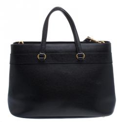 Pre Owned Gucci Black Leather Bright Bit Jasmine Top Handle Bag