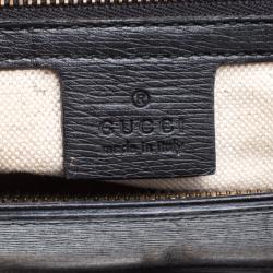 Pre Owned Gucci Black Leather Bright Bit Jasmine Top Handle Bag