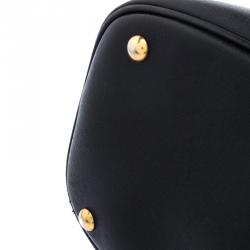 Pre Owned Gucci Black Leather Bright Bit Jasmine Top Handle Bag