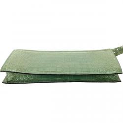 Pre Owned Gucci Green Alligator Clutch Bag