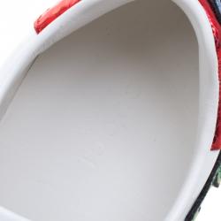 Pre Owned حذاء رياضي غوتشي أعلى منخفض أيس جلد مزخرف زهور أبيض مقاس 35.5