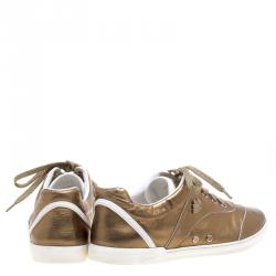 Gucci Bronze Metallic Leather Sneakers Size 38