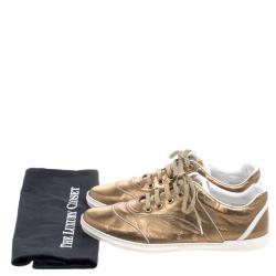 Gucci Bronze Metallic Leather Sneakers Size 38