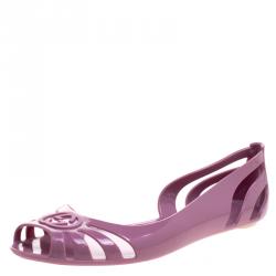 Pre Owned Gucci Blush Pink Jelly Interlocking GG Marola Jelly Ballet Flats Size 36