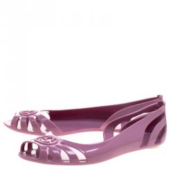 Pre Owned Gucci Blush Pink Jelly Interlocking GG Marola Jelly Ballet Flats Size 36