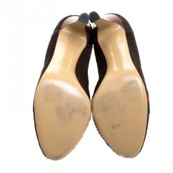 Pre Owned Gucci Brown Calf Hair Lifford Penny Loafer Pumps Size 37