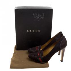 Pre Owned Gucci Brown Calf Hair Lifford Penny Loafer Pumps Size 37