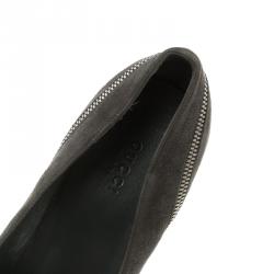 Pre Owned Gucci Grey Suede Zipper Detail Pixie Platform Pumps Size 40