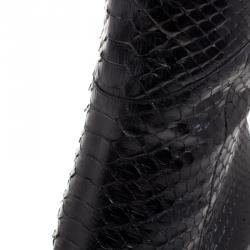 Pre Owned Gucci Black Python Kim Knee High Boots Size 40