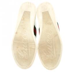 Pre Owned حذاء رياضي غوتشي آلتا كودا جلد أبيض تفاصيل مخططة رقبة مرتفعة مقاس 39