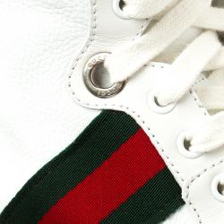 Pre Owned حذاء رياضي غوتشي آلتا كودا جلد أبيض تفاصيل مخططة رقبة مرتفعة مقاس 39