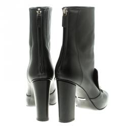 Pre Owned Gucci Black Leather Horsebit Ankle Boots Size 36